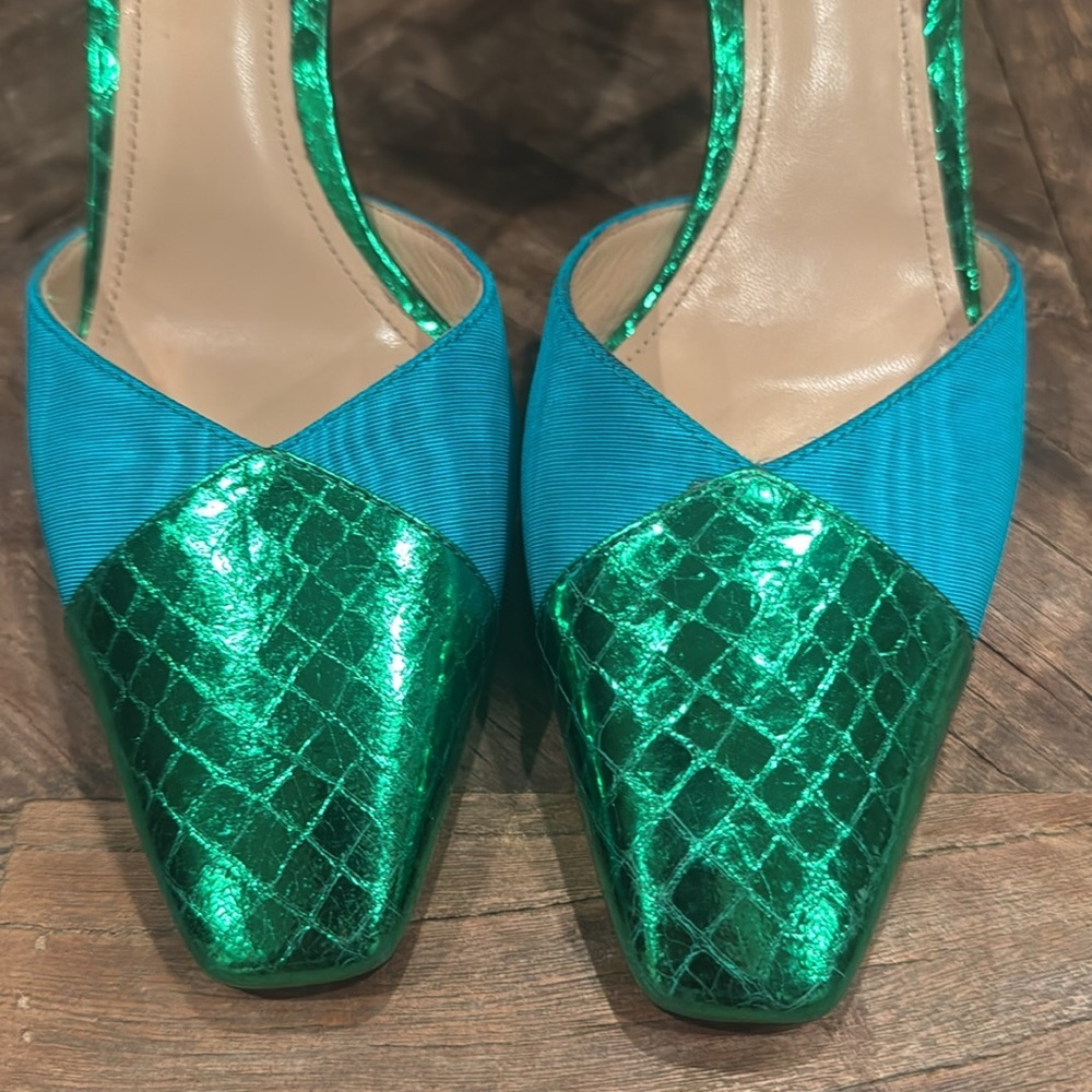 Attico Leather Colorblock Pattern Slingback Pumps Size 36 - Picture 7 of 9